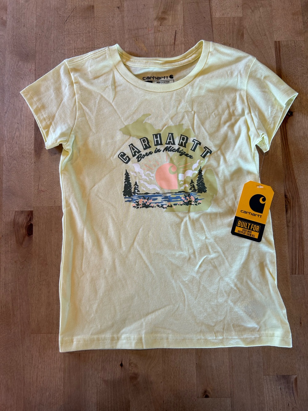 NWT Carhartt Kids Pale Yellow Nature Graphic Tee